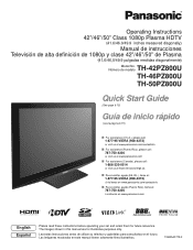 Panasonic TH-50PZ800U 50' Plasma Tv - Spanish