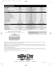 Tripp Lite UT750UL Specifications for UT Inverter/Chargers 932433