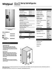 Whirlpool WRS555SIHW Specification Sheet