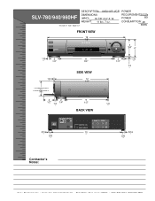 Sony SLV-780HF Dimensions Diagrams