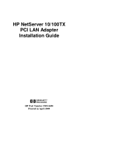 HP D7171A HP Netserver 10/100TX PCI LAN Adapter Guide