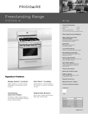 Frigidaire FFGF3019LW Product Specifications Sheet (English)