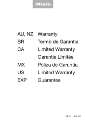 Miele TXD 160 WP Warranty conditions