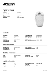Smeg CJF11PGUS Product sheet