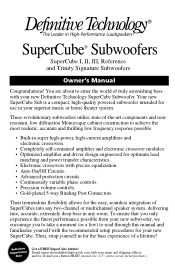 Definitive Technology SuperCube Reference SuperCube Series Manual