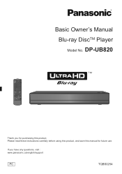 Panasonic DP-UB820 Basic Owners Manual CA