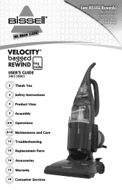 Bissell Velocity® Bagged Rewind Vacuum 3863 User Guide