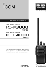 Icom IC-F3003 Instruction Manual
