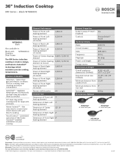 Bosch NIT8669UC Product Spec Sheet