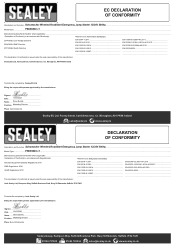 Sealey PBIW4600 Declaration of Conformity