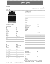 Frigidaire GCRE3038AD Product Specifications Sheet