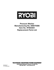 Ryobi RY803001 Parts Diagram