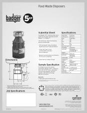 InSinkErator Badger 5XP Specifications