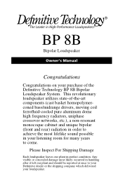 Definitive Technology BP8B BP8B Manual