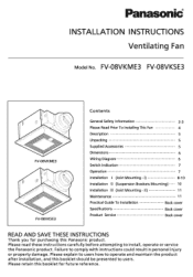 Panasonic FV08VKSE3 FV08VKME3 User Guide