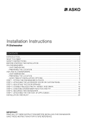 Asko D5536XXLFISOF Installation instructions EN