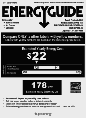 Avanti RMRC17X7G-IS Energy Guide Label