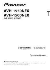 Pioneer AVH-1500NEX Owners Manual