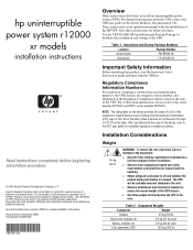 HP R12000/3 UPS R12000 XR Models Installation Instructions