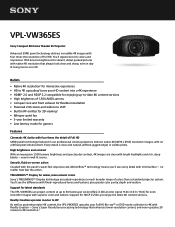 Sony VPL-VW365 Marketing Specifications
