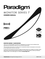 Paradigm Monitor SUB 8 Manual