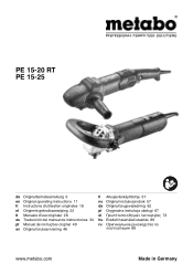 Metabo PE 15-20 RT Operating Instructions