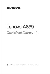 Lenovo A859 (English) Quick Start Guide - Lenovo A859 Smartphone
