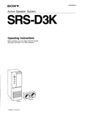 Sony SRS-D3K Users Guide