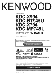 Kenwood KDC-BT945U Instruction Manual