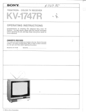 Sony KV-1747R Operating Instructions