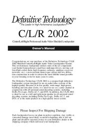 Definitive Technology C/L/R 2002 CLR2002 Manual
