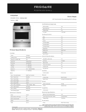 Frigidaire PCFE3078AF Product Specifications Sheet