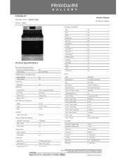 Frigidaire GCRE302LAF Product Specifications Sheet