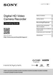 Sony HDR-PJ220 Operating Guide