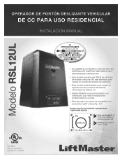 LiftMaster RSL12UL Installation Manual - Spanish