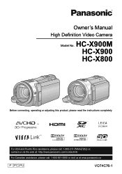 Panasonic HC-X900 Owners Manual