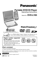 Panasonic DVDLV65SDPP DVDLV65 User Guide