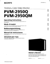 Sony PVM-2950Q Operating Instructions / Mode d’emploi / Manual de instrucciones