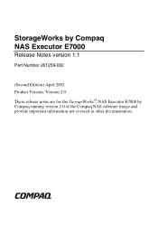 Compaq 230038-001 NAS Executor e7000 v2 - Release Notes