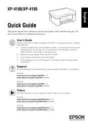 Epson XP-4100 Quick Guide and Warranty