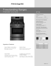 Frigidaire FFGF3056TD Product Specifications Sheet