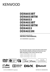 Kenwood DDX6033BTM User Manual