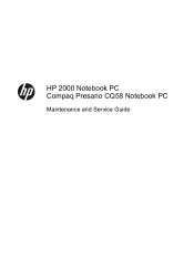 Compaq CQ58-b00 2000 Notebook PC Presario CQ58 Notebook PC Presario CQ58 Notebook PC Maintenance and Service Guide