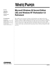Compaq Evo Notebook PC n115 Microsoft Windows 98 Second Edition (SE) and Windows NT Workstation 4.0 Retirement