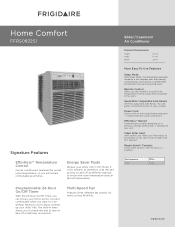 Frigidaire FFRS0822S1 Product Specifications Sheet