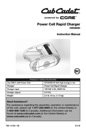 Cub Cadet CCU410 Power-Lok Drive Unit Battery Charger Manual