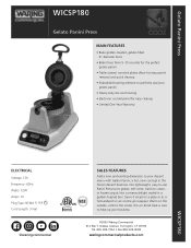 Waring WICSP180 Specifications Sheet