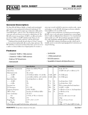 Rane OPT 88 BB 44X Balance Buddy Data Sheet
