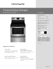 Frigidaire FFEF3051TS Product Specifications Sheet