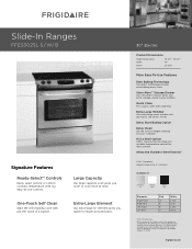 Frigidaire FFES3025LB Product Specifications Sheet (English)